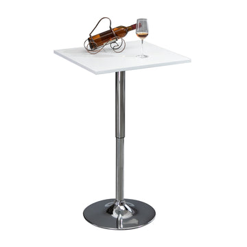 Verstelbare bartafel, 360° draaibaar | Kleur: Wit + zilver | Afmetingen: 60x60x69-91 cm