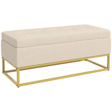 Opbergbank met opbergruimte | Kleur: Beige | Afmetingen: 44x110x49 cm