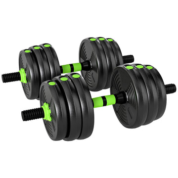 Verstelbare halterset 20 kg met EZ-stang | Kleur: Groen | Afmetingen: 20x140x20 cm