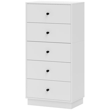 Witte houten ladekast met 5 lades - Moderne stijl | Kleur: Wit | Afmetingen: 47x29x95 cm