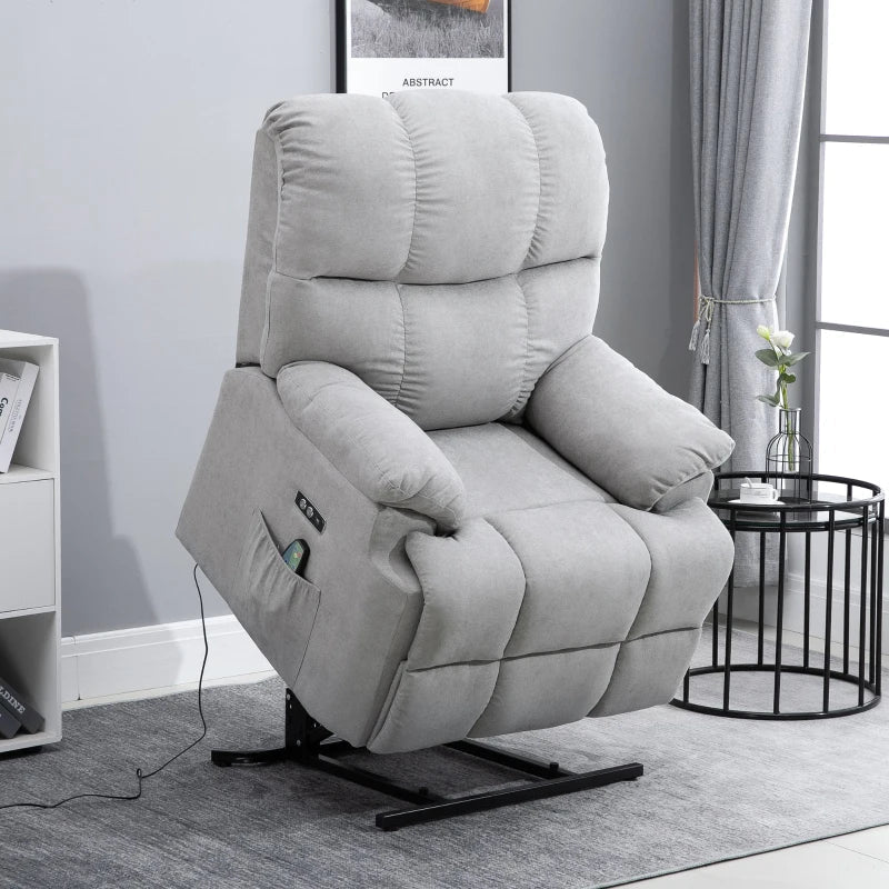 Elektrischer Sessel mit Massage und Heizung - Relaxsessel | Farbe: Grau | Abmessungen: 83x95x105 cm