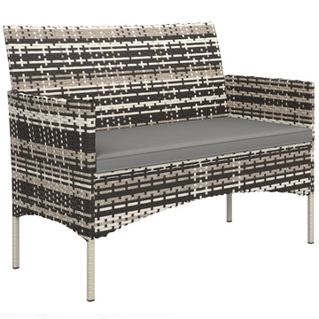2-zits rotan tuinbank - PE-rattan | Kleur: Lichtgrijs | Afmetingen: 115x63x85 cm