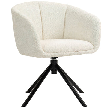 Draaifauteuil - Gestoffeerde relaxstoel | Kleur: Crèmewit+Zwart | Afmetingen: 58.5x59x78.5 cm