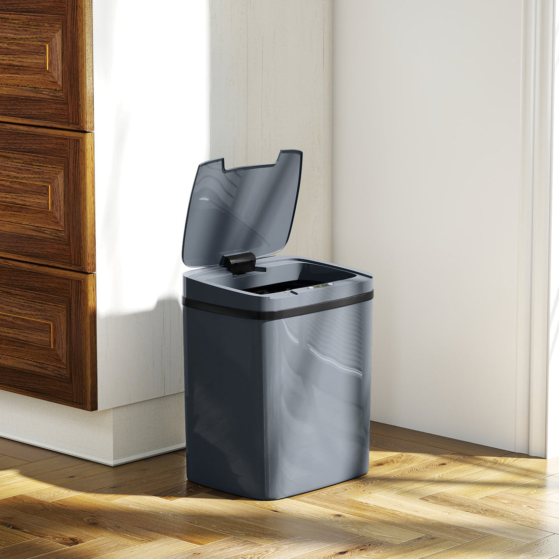 Sensor-Mülleimer 15L automatisch, touchless, grau | Farbe: Grau | Abmessungen: 21.4x27.6x33.5 cm