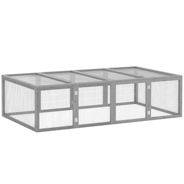 Kleine dierenren van grenenhout met deur | Kleur: Grijs | Afmetingen: 181x100x48 cm