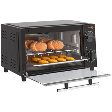 Mini-oven 9 liter met kookplaten | Kleur: Zwart | Afmetingen: 24.6x35x20 cm