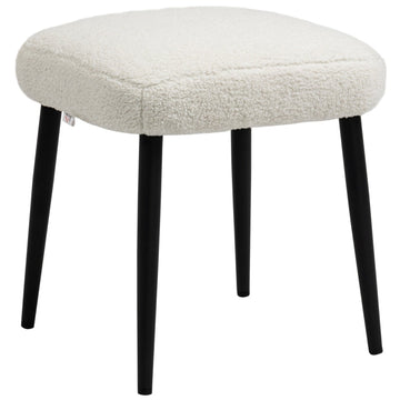 Voetenbankje – Cashmere-look kruk | Kleur: Crèmewit | Afmetingen: 42x42x47 cm