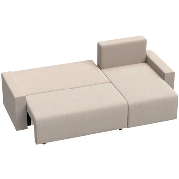 L-vormige slaapbank met omkeerbare chaise longue | Kleur: Beige | Afmetingen: 226x125x86 cm