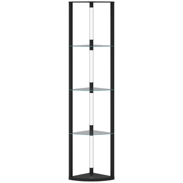 LED-vloerlamp met glazen planken en 3 lichtstanden | Kleur: Zwart | Afmetingen: 41,5x29,5x162 cm