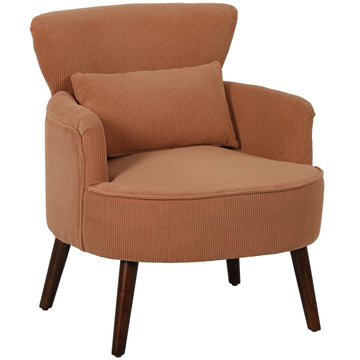 Gepolsterde fauteuil met armleuningen en lendenkussen | Kleur: Oranje | Afmetingen: 69,5x69x78 cm
