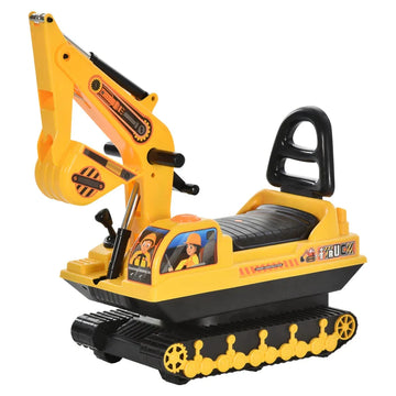 Graafmachine loopauto voor kinderen | Kleur: Geel + zwart | Afmetingen: 15x20x9 cm