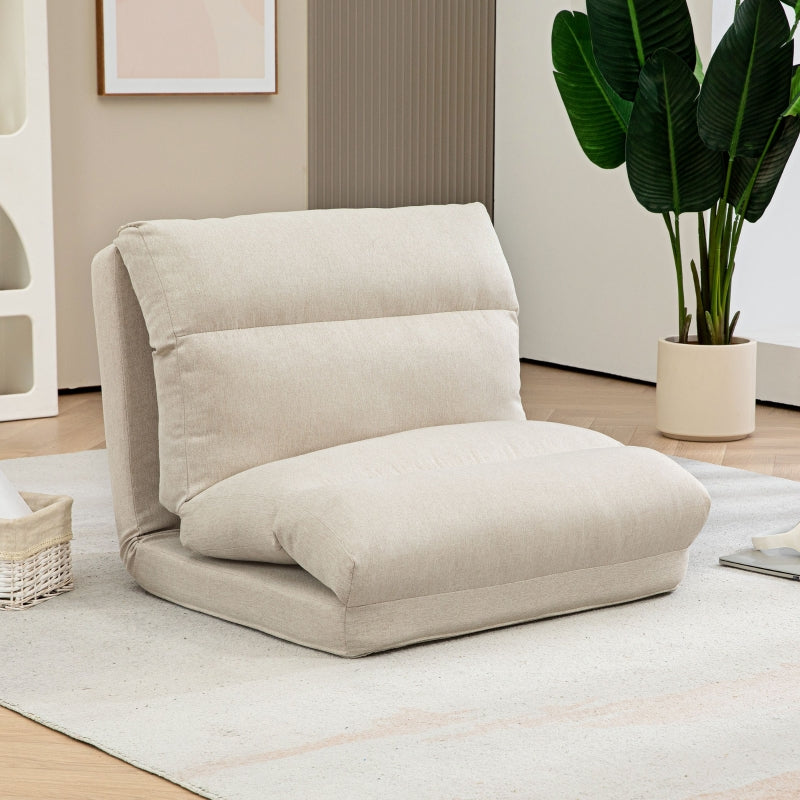 Multifunctionele vloerstoel 3-in-1 met verstelbare rugleuning | Kleur: Beige | Afmetingen: 70x41x56 cm