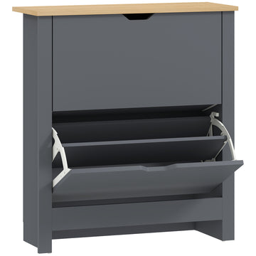 Schoenenkast 2 klepvakken, 8-12 paar | Kleur: Donkergrijs | Afmetingen: 72x26x80 cm