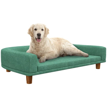Hondenbank met kussen - Verhoogde hondenmand | Kleur: Groen | Afmetingen: 67x98x25 cm