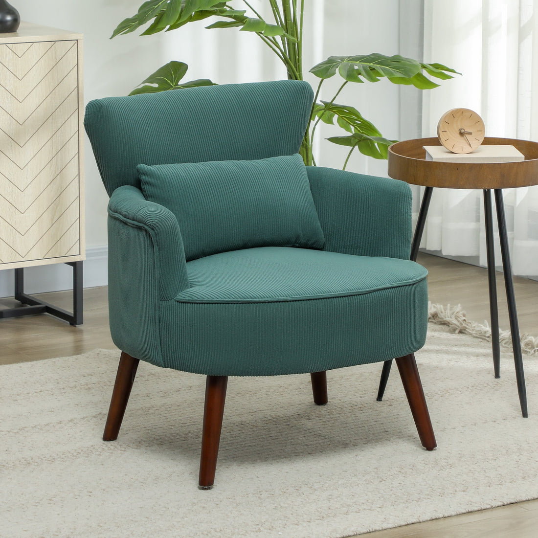 Moderner Sessel mit Ohrensessel-Design | Farbe: Dunkelgrün | Abmessungen: 69,5x69x78 cm
