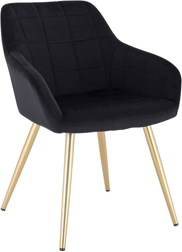 Eetkamerstoel van fluweel met gouden poten | Goud | 43x55x81 cm