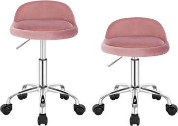 Set van 2 bureaustoelen met wielen | Roze | 30x30x53-65,5 cm