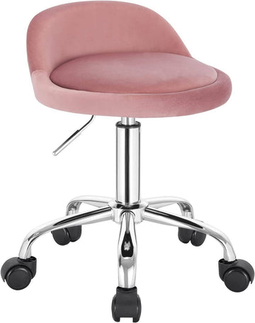 Bureaustoel met wielen draaibaar en verstelbaar | Roze | 30x30x53-65,5 cm