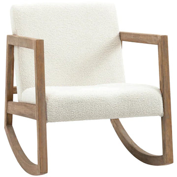Schommelstoel - Teddy fleece, houten frame | Kleur: Crèmewit | Afmetingen: 60x81x71 cm