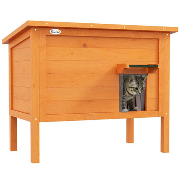 Geïsoleerd kattenhuis voor buiten | Kleur: Oranje | Afmetingen: 50x85x68.5 cm
