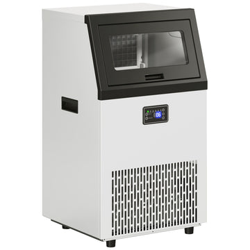 IJsblokjesmachine 55 kg/24u met 13 kg opslag | Kleur: Zilver | Afmetingen: 45x40,9x80,4 cm