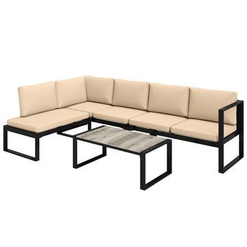 4-delige tuinmeubelset - loungeset met tafel | Kleur: Khaki | Afmetingen: 152x247x65 cm