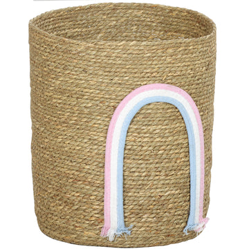 Opbergmand met regenboog - Gevlochten mand | Kleur: Naturholz | Afmetingen: 30x30x35 cm