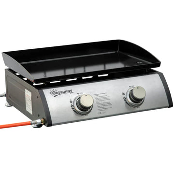 Gasbarbecue tafelmodel met 2 branders | Kleur: Zwart+Zilver | Afmetingen: 46x48.5x21 cm