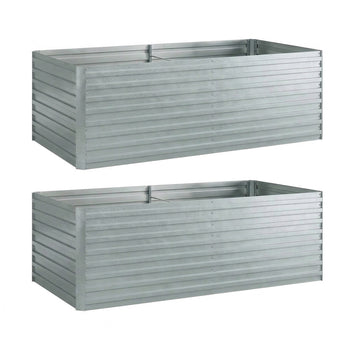 Set van 2 verhoogde plantenbakken | Kleur: Zilver | Afmetingen: 90x180x60 cm