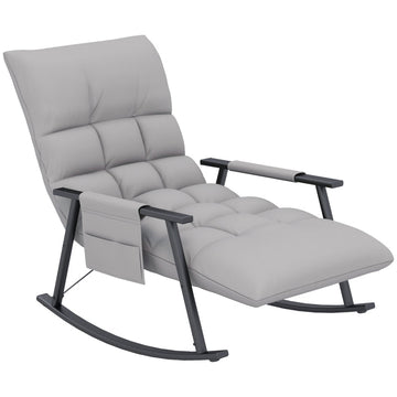 Schommelstoel met verstelbare rugleuning en voetensteun | Kleur: Grijs | Afmetingen: 60x134x70 cm