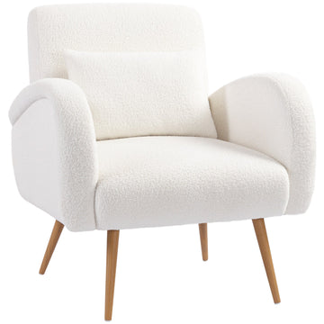 Fleece fauteuil met lendenkussen | Kleur: Wit | Afmetingen: 77x77x83 cm