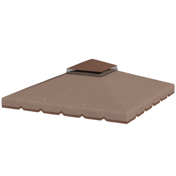 Ersatzdach voor paviljoen 3x3 m met dubbel dak | Kleur: Khaki+Bruin