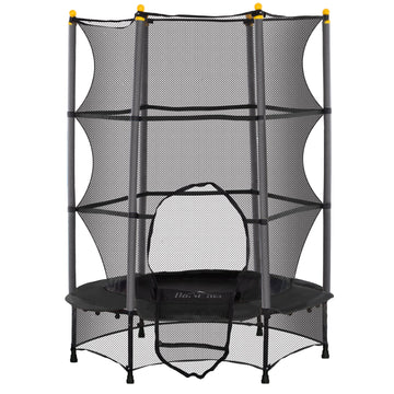 Kindertrampoline Ø140 cm met veiligheidsnet | Kleur: Zwart | Afmetingen: 140x140x190 cm