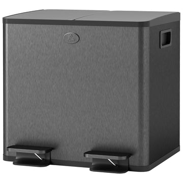 Dubbele pedaalemmer 2 x 15 L - afvalscheiding | Kleur: Grijs | Afmetingen: 41.7x36.6x43.2 cm