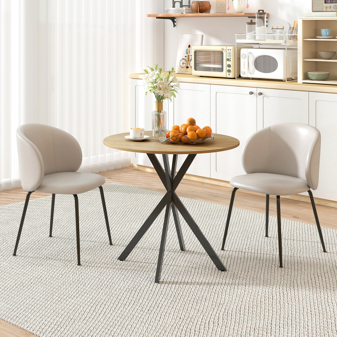 Ronde keukentafel 80 cm - Compacte eettafel | Kleur: Bruin + zwart | Afmetingen: 80x80x75 cm