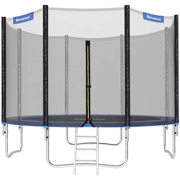 Trampoline met veiligheidsnet - tuin - zwart/blauw - Ø 305 cm