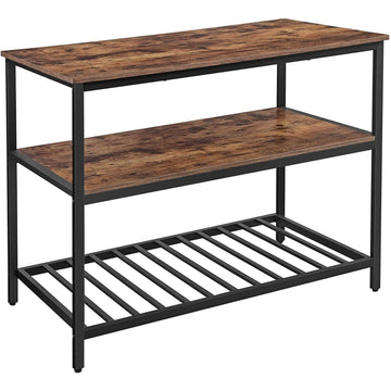 Keukenkast - keukenrek met planken - industrieel - vintage bruin/zwart - 120 x 60 x 90 cm