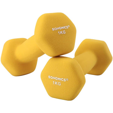 Dumbbellset 2 x 1 kg - gele dumbbells - gewichten - 2 stuks