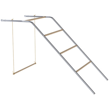 Houten kippenrek met zitstokken en schommel | Kleur: Zilver en bruin | Afmetingen: 150x82x110 cm