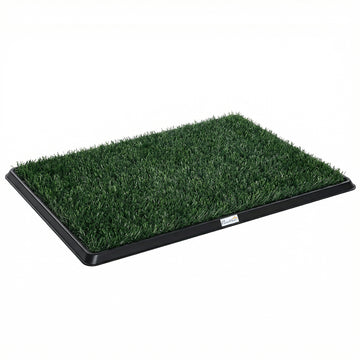 Hondentoilette met 2 kunstgrasmatten | Kleur: Zwart/groen | Afmetingen: 50,5x76x3,5 cm