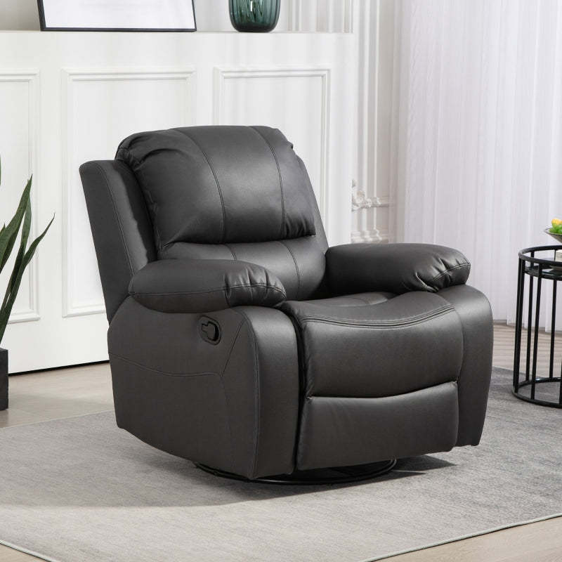 Relaxfauteuil met schommel- en 360°-draaifunctie | Kleur: Zwart | Afmetingen: 100x93x98 cm