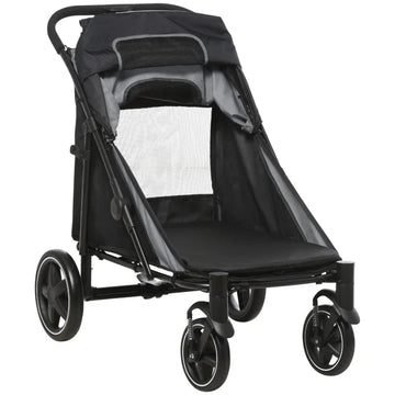 Opvouwbare hondenbuggy | Kleur: Grijs en zwart | Afmetingen: 65x112x100 cm