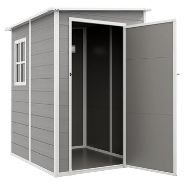 Gereedschapsschuur van aluminium met deur en raam | Kleur: Grijs | Afmetingen: 149x122x192/177 cm