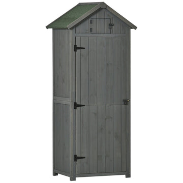 Houten tuinkast met planken | Kleur: Grijs+Groen | Afmetingen: 54.2x77x179 cm