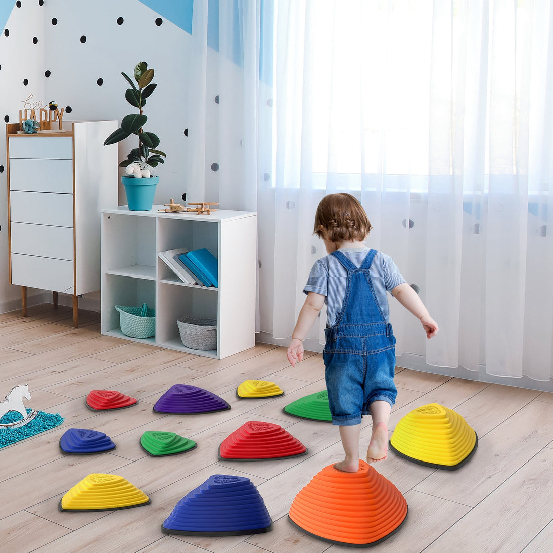 11-teilige Balance-Trittsteine für Kinder – rutschfest | Farbe: Mehrfarbig | Abmessungen: 40x40x20.4 cm