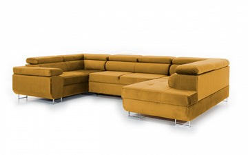 Annabelle U Hoekbank met Slaapfunctie en Beddengoedcontainer | Kleur: Variabel | Maat: 340x98x203 cm