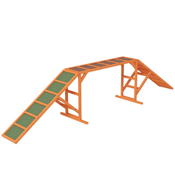 Hondenagility-ramp - Hondenbrug | Kleur: Oranje-Groen | Afmetingen: 325x55x69 cm