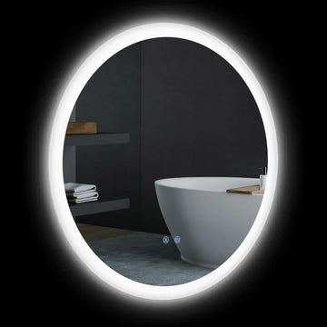 LED Badkamerspiegel Rond met Antidampfunctie | Kleur: Wit+Zilver | Afmetingen: 70x3x70 cm