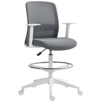 Draaibare bureaustoel met netrug en voetsteun | Kleur: Grijs | Afmetingen: 61,5x57,5x121 cm