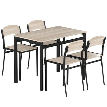 5-delige eetgroep met tafel en 4 stoelen | Kleur: Eiken | Afmetingen: 63x100x76,5 cm